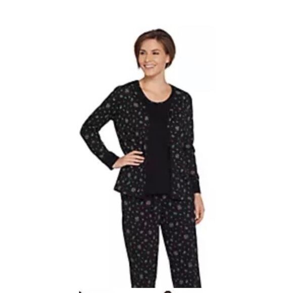 Carole Hochman Women's 3X Floral Cotton 3-Piece Pajama Set Teal NWT - Picture 5 of 5